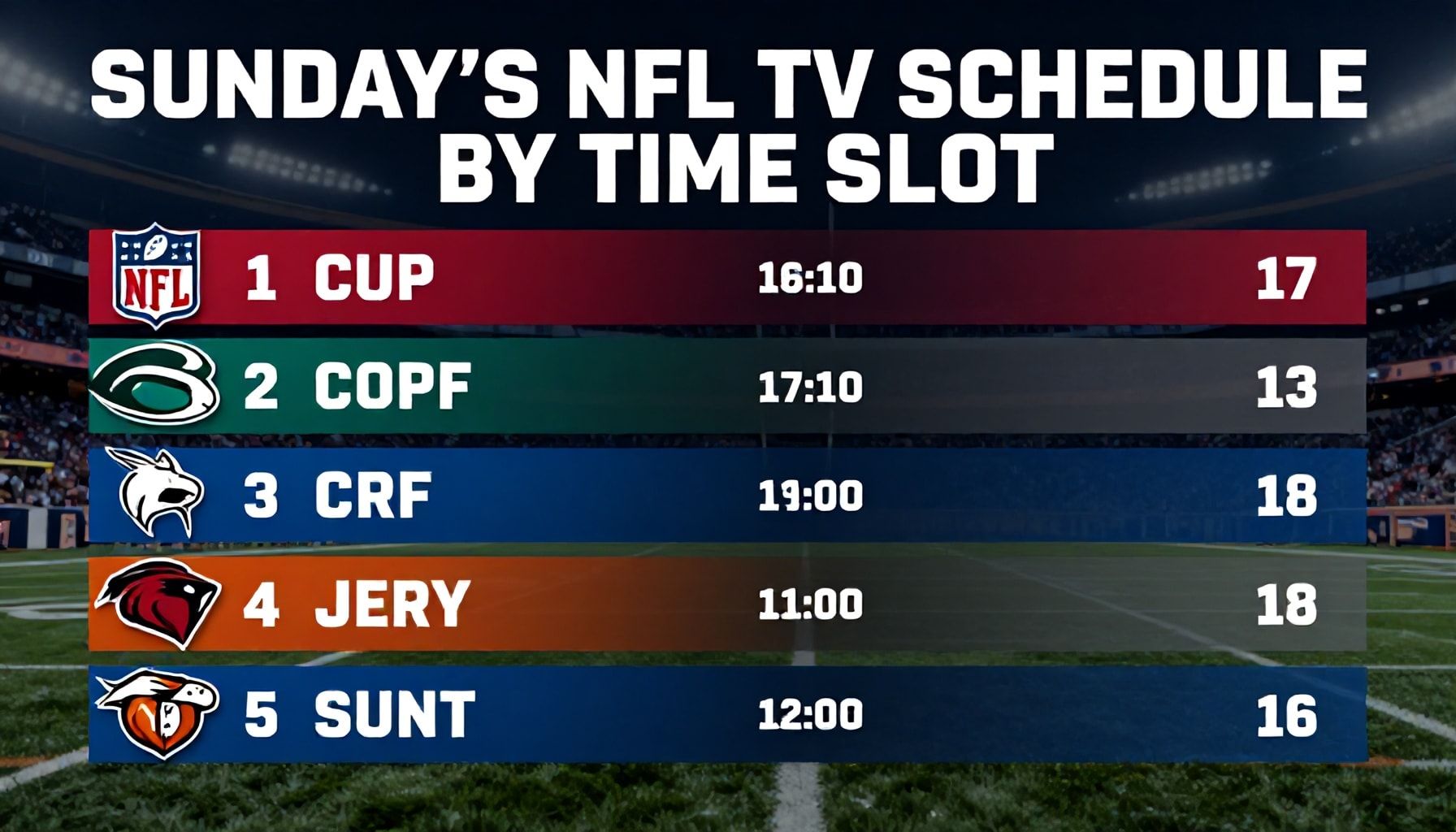 The Ultimate Guide to Sunday’s NFL TV Schedule by Time Slot*